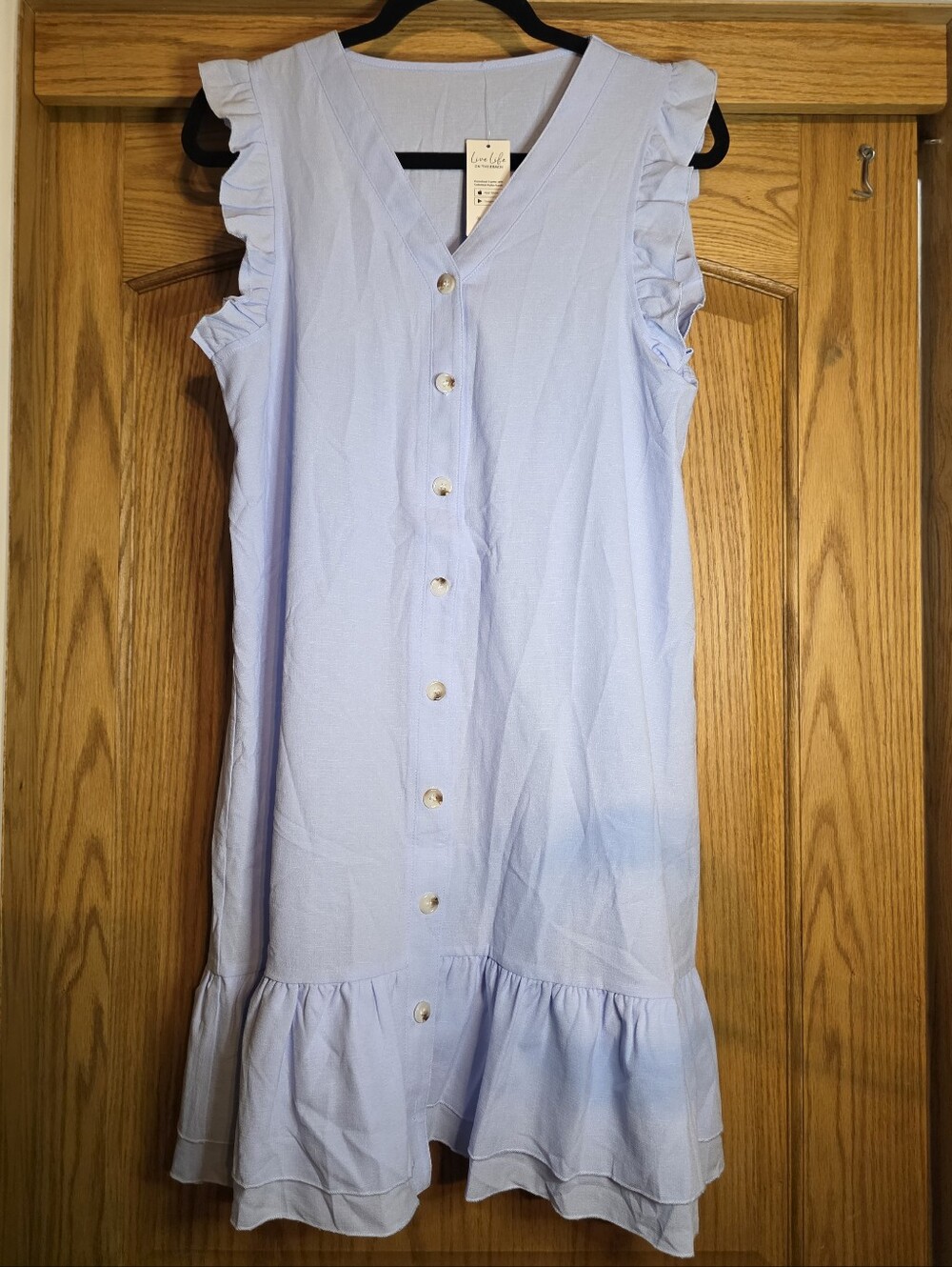 Cupshe Women's Light Blue Ruffle Button-Front Dress